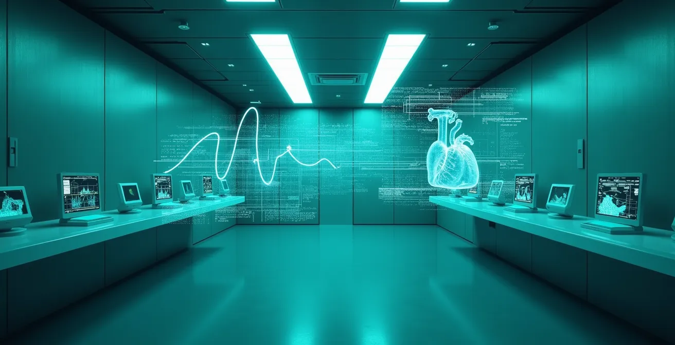High-tech 3D heart mapping system showing electrical pathways