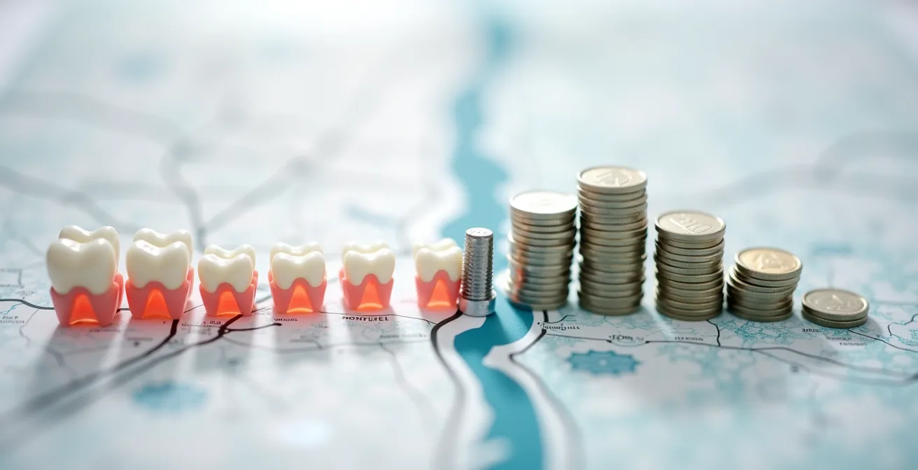 Visual comparison of dental treatment options with cost implications over time