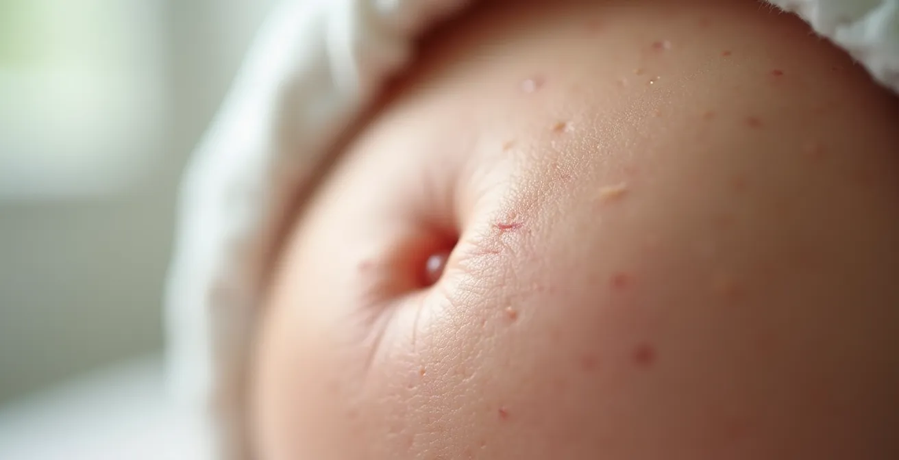 Close-up of minimal single-port incision site post-robotic surgery