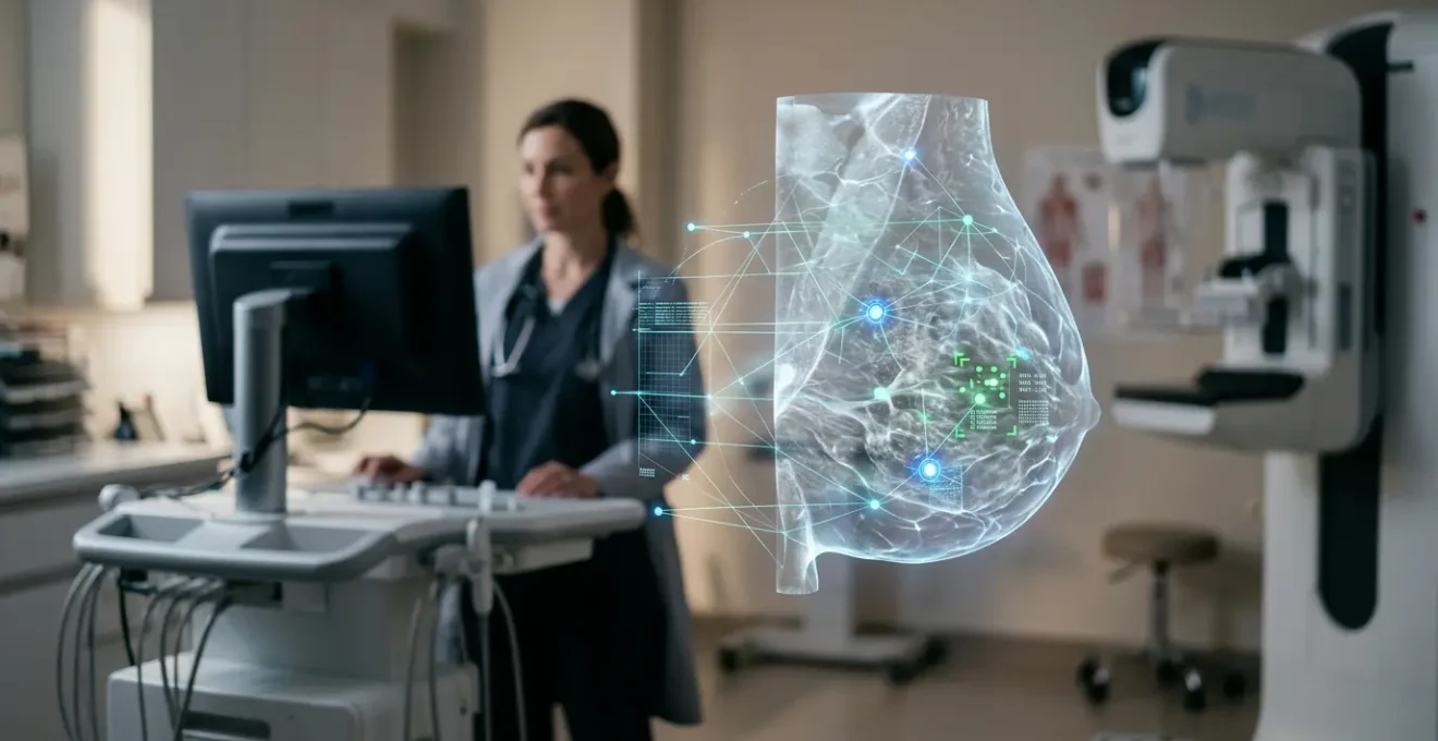 Medical AI analyzing mammogram scans for breast cancer detection