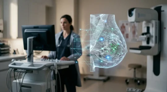 Medical AI analyzing mammogram scans for breast cancer detection