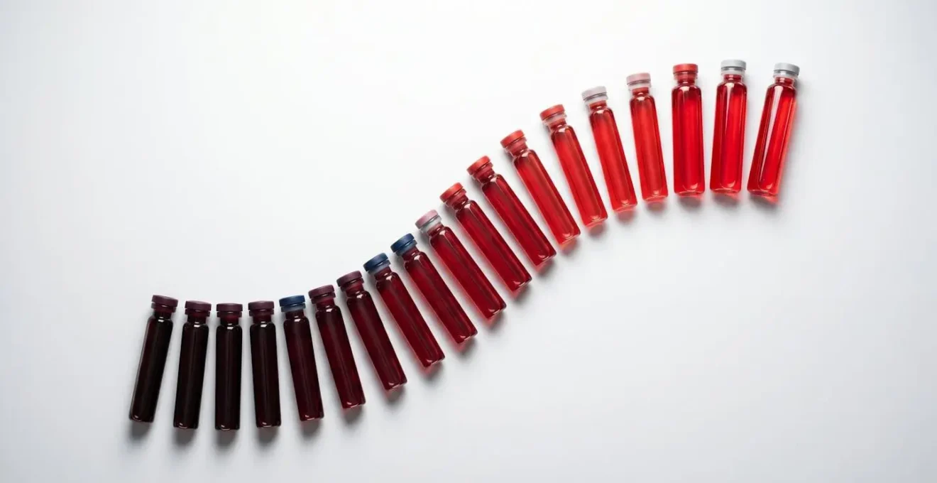 Medical laboratory blood test vials arranged for advanced lipid panel testing