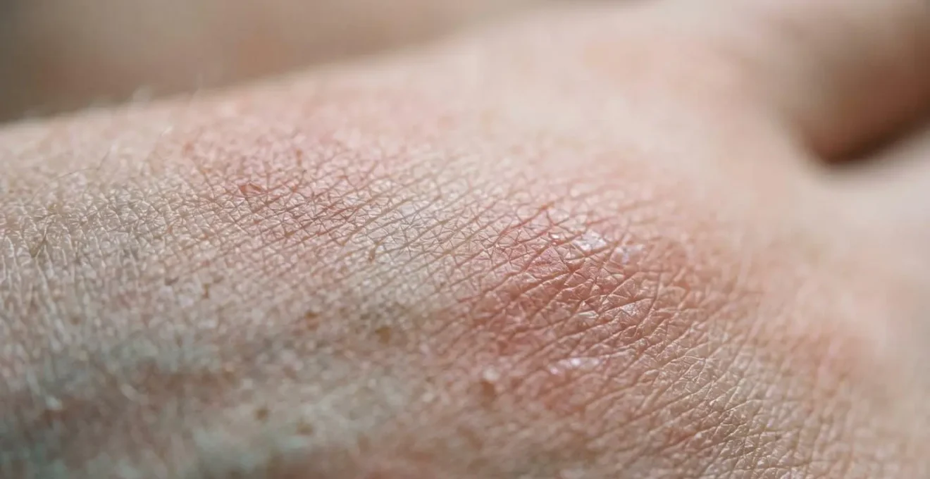 Close-up macro view of skin texture showing immunotherapy-related inflammation patterns
