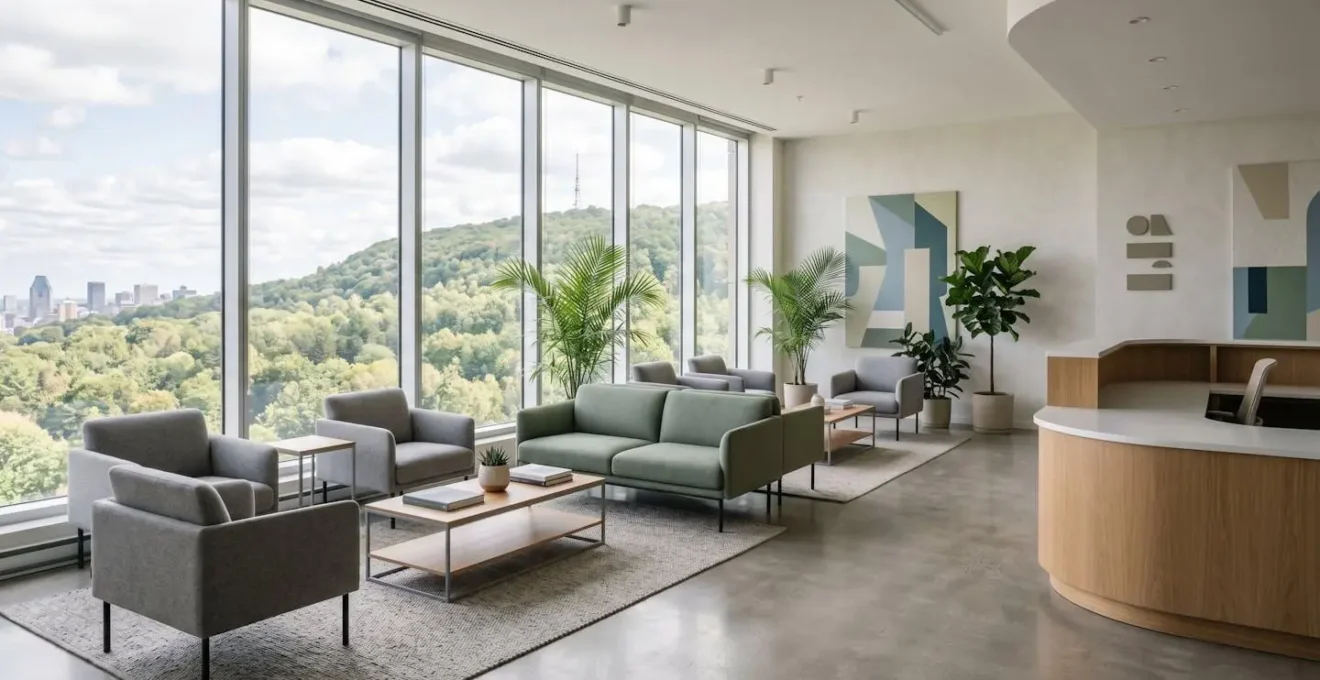 Modern private medical clinic interior in Montreal with calming atmosphere