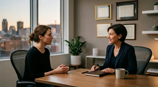 Professional medical consultation setting in Montreal showing doctor-patient interaction