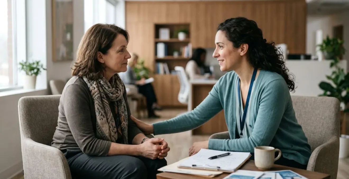 Healthcare advocate providing support to patient in Montreal medical setting
