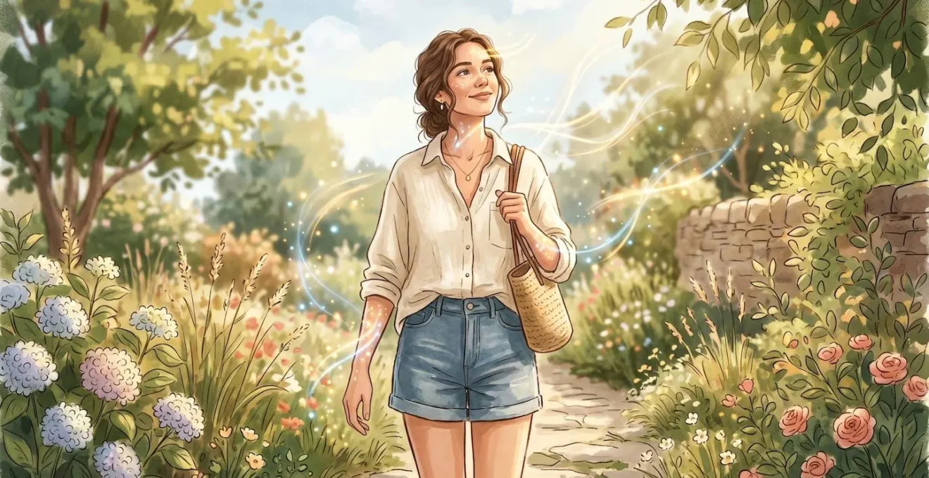 Illustration of a person outdoors showing UV rays penetrating skin layers, educational visual